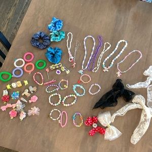 Girls Jewelry, hair clips, bracelets, rings, scrunchies